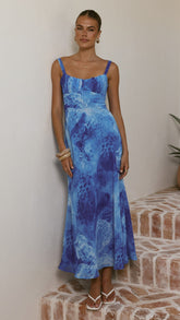 Margo Midi Dress - Ocean Blue