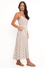 Echo Midi Dress - White/Pink
