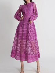 Lace Long Sleeve Midi Dress