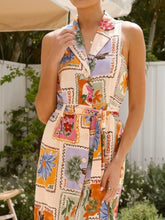 Printed Sleeveless Tie Waist Dress