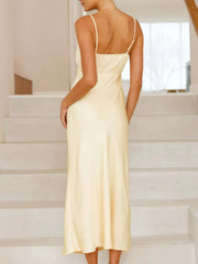 Satin Asymmetrical Midi Dress