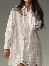 Eyelet Button Front Shirt Dress