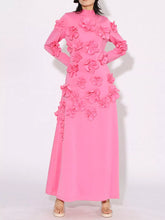 Floral Applique Long Sleeve Maxi Dress