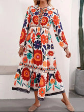 Floral Tie Waist Long Sleeve Dress