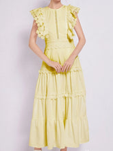 Sleeveless Ruffled Tiered Dress with Embroidered Trim