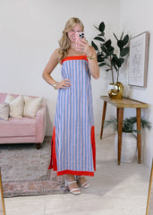 Contrast Trim Midi Dress