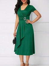 Short Sleeve Midi Wrap Dress with Belt Detail