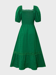 Smocked Puff Sleeve Tiered Dress