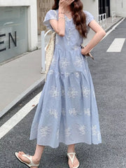 Tiered Cap Sleeve Midi Dress