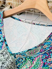 Plus Size Paisley Print V-Neck Short Sleeve Dress