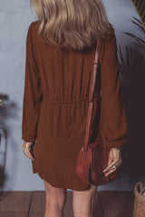 Floral  Embroidered Long Sleeve Mini Dress