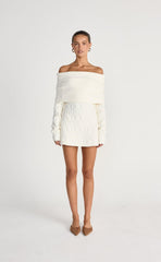 Pavati Long Sleeve Mini Dress (Off White)