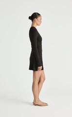 Ozias Long Sleeve Mini Dress (Black)