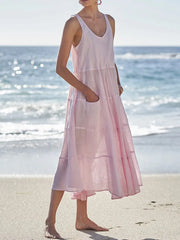 Full Size Tank Midi Dress with Pockets Plus Size