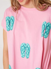 Sequin Short Sleeve Summer Tee Dress