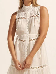 Hollow Out Sleeveless Midi Dress