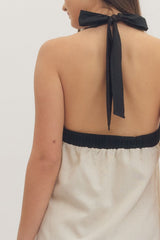 Halter Neckline Linen Dress