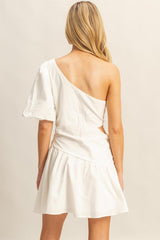 Flirty Moment One Shoulder Cutout Mini Dress