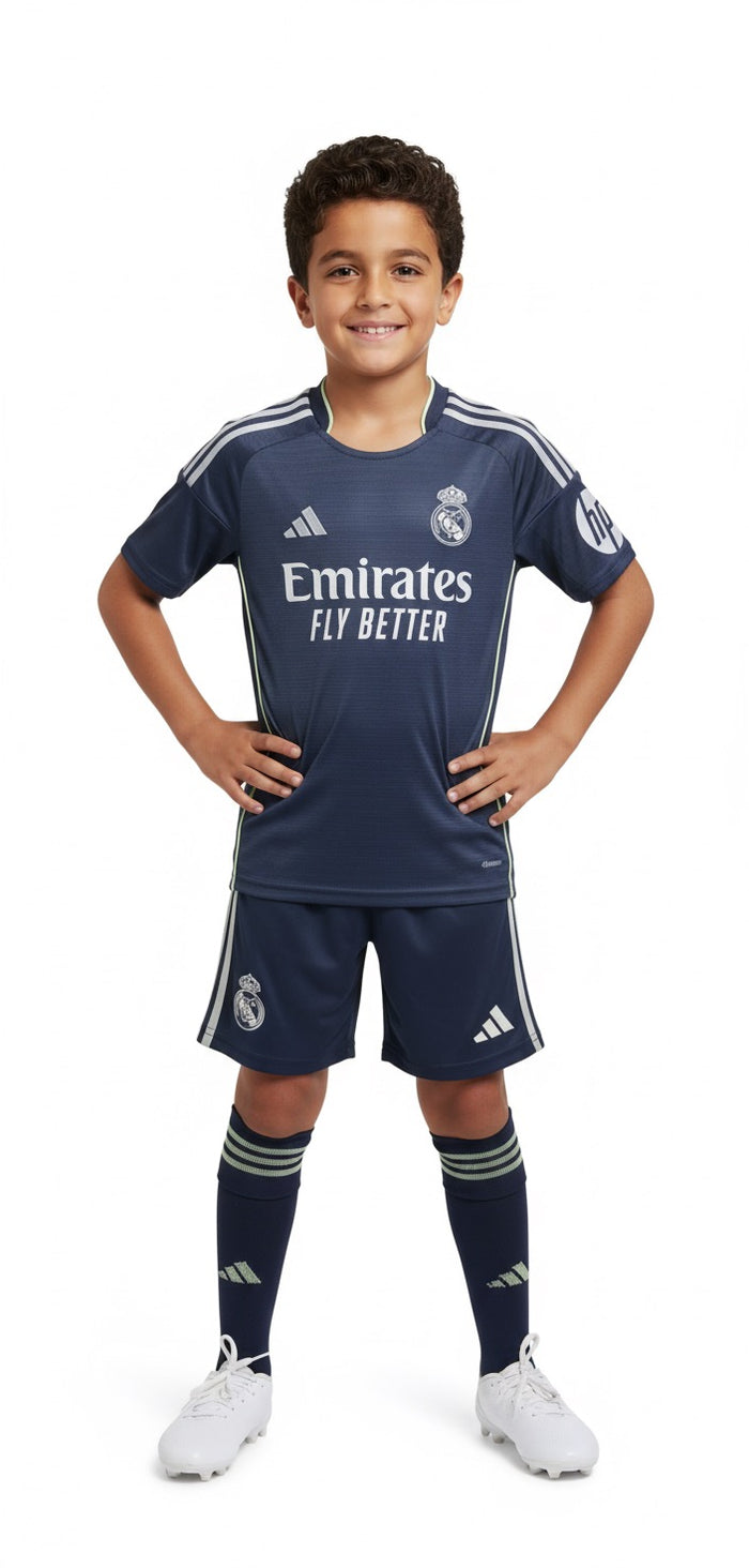 Real Madrid Kids Away Kit 2025/2026 – Stylish Official Design & Premium Quality imported kit